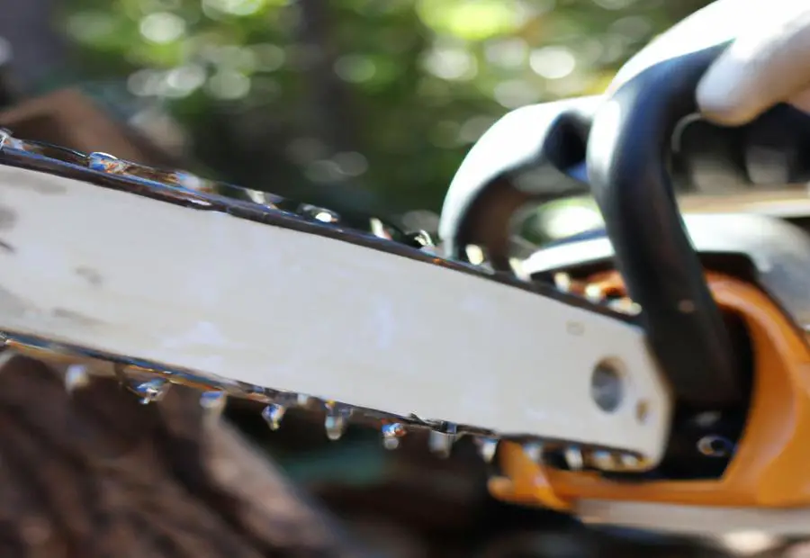 Safety precautions to take when sharpening a chainsaw, such as wearing gloves and engaging the brake 
