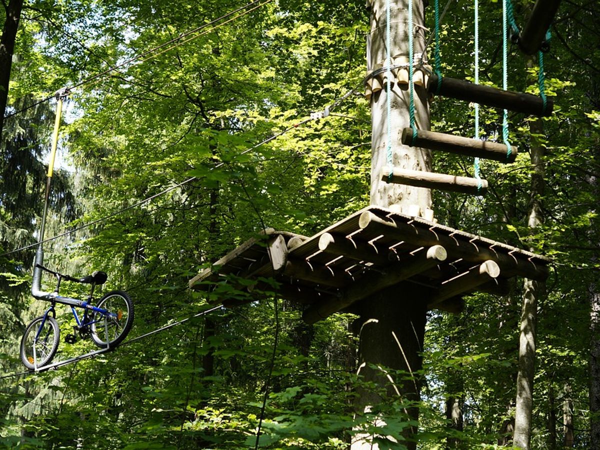 person using a rope saw safely in a forest